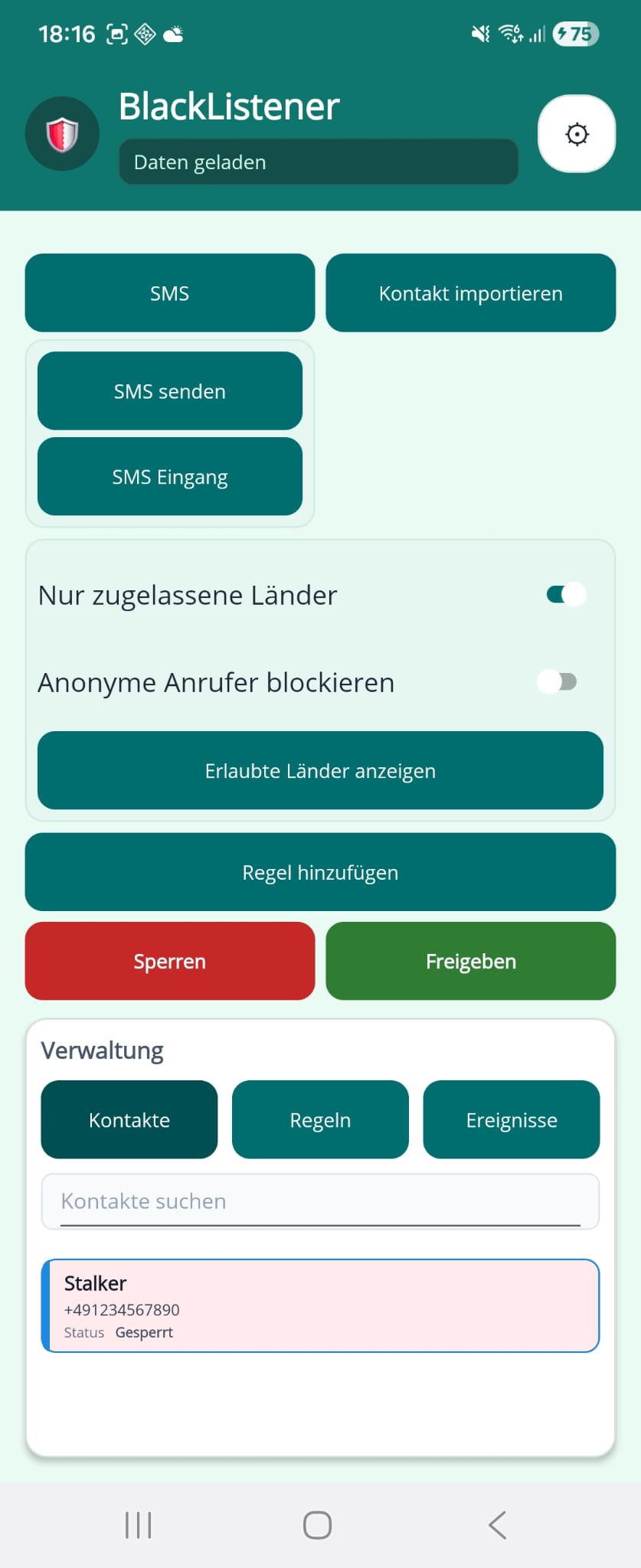 BlackListener App-Screenshot 3