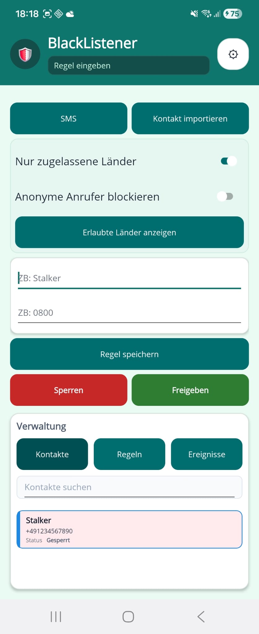 BlackListener App-Screenshot 6